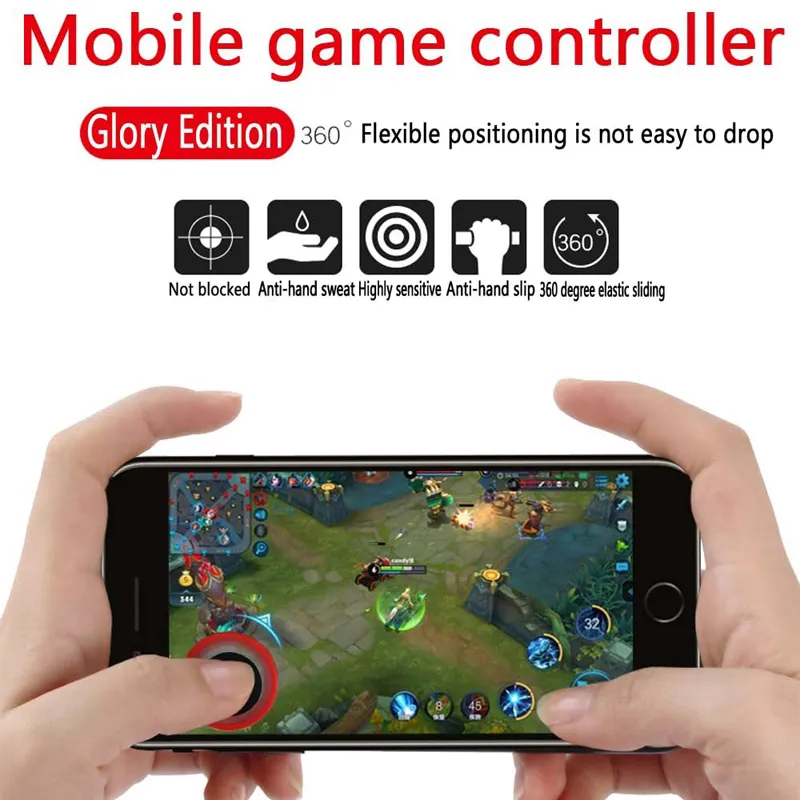 Mobile Phone Joystick Mini Plastic Smartphone Sucker Touch Rocker Gamepad Controller Assist Joypad Gaming Accessories Red For IPhone Android Tablet Metal Button Controller For PUBG (Q8-Plus)